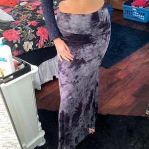 Tie dye maxi skirt- Indigo blue/gray tones